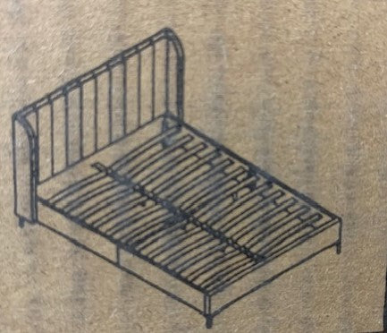 QUEEN SIZE- (HERMAN BLUE)- VELVET FABRIC BED FRAME- WITH SLATS