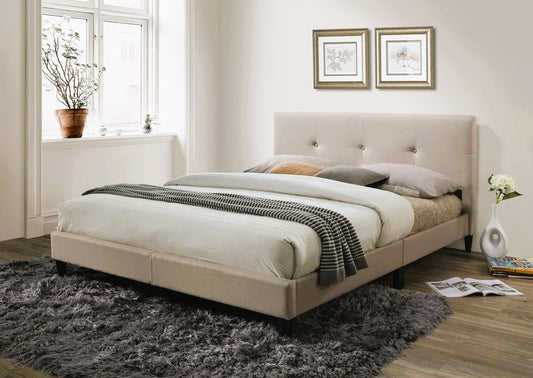 DOUBLE (FULL) SIZE- (7154 CREAM)- FABRIC BED FRAME- WITH SLATS