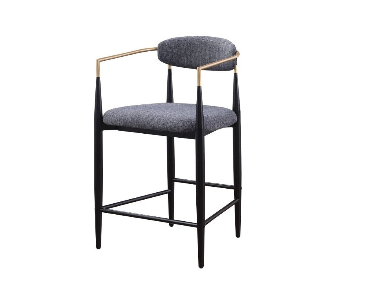 (61327 GREY- 2 PACK)- FABRIC- FIXED HEIGHT COUNTER STOOLS