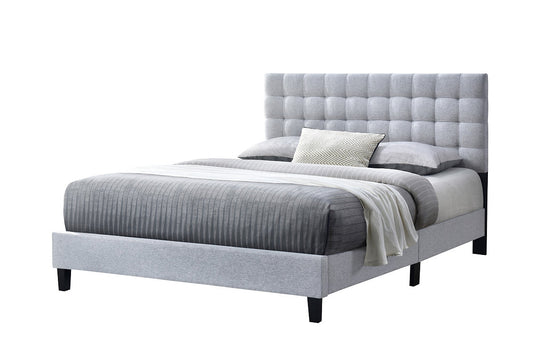 QUEEN SIZE- (WASHINGTON GREY)- FABRIC BED FRAME- WITH SLATS
