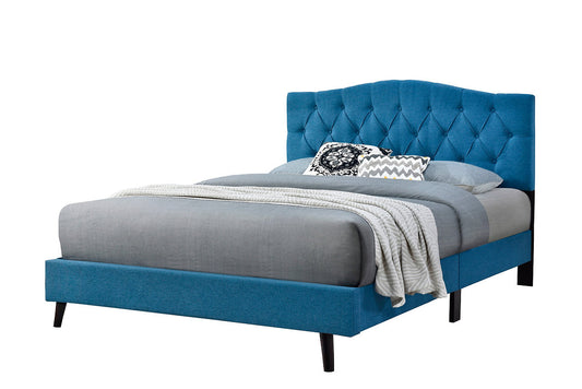 QUEEN SIZE- (SARAH BLUE)- FABRIC BED FRAME- WITH SLATS