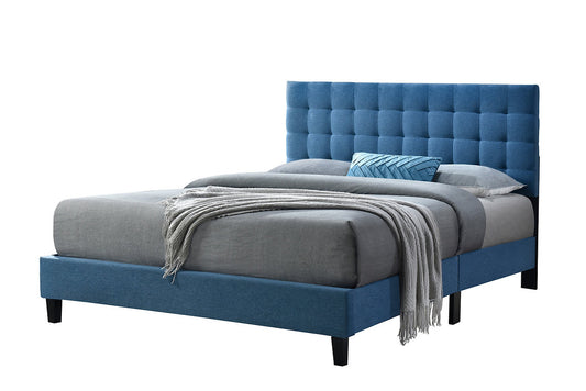 QUEEN SIZE- (WASHINGTON BLUE)- FABRIC BED FRAME- WITH SLATS