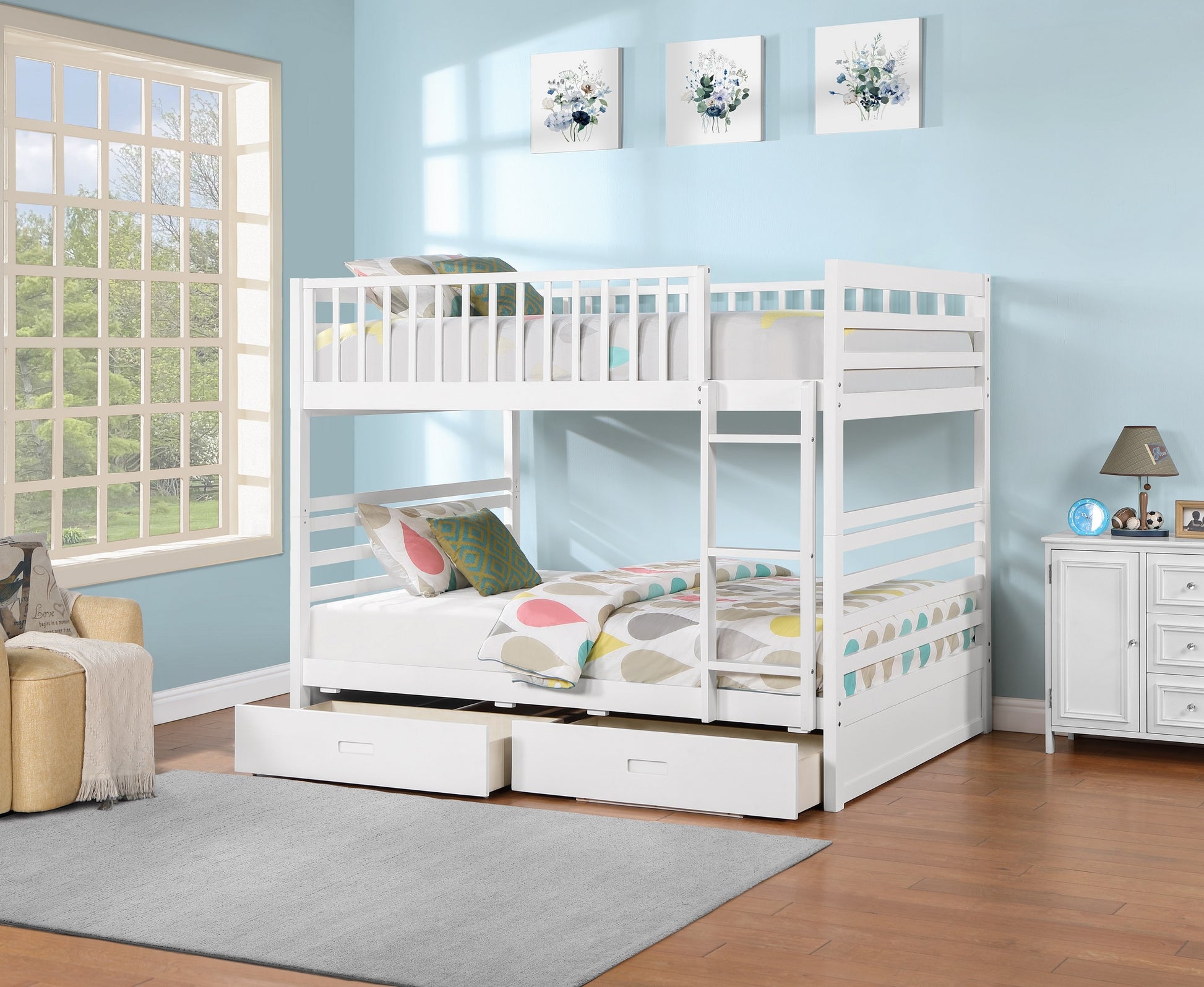 DOUBLE/ DOUBLE- (115 WHITE)- WOOD BUNK BED- WITH DRAWERS – MySleep ...