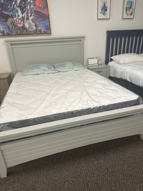 TWIN (SINGLE) SIZE- (CAPELLA LIGHT GREY)- WOOD BED FRAME- WITH SLATS