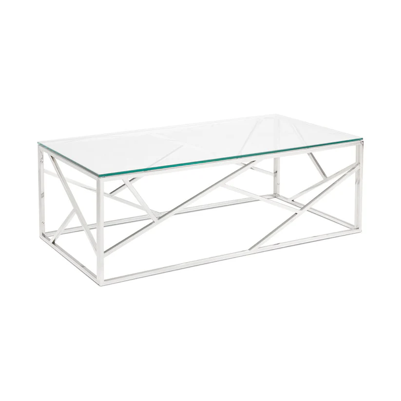 (CAROLE CHROME- 1)- GLASS COFFEE TABLE