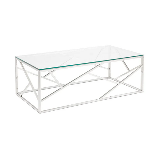 (CAROLE CHROME- 1)- GLASS COFFEE TABLE