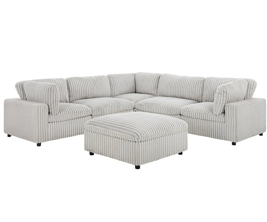 (COLTON GREY)- CORDUROY FABRIC MODULAR SECTIONAL SOFA- TEXT OR WHATSAPP 416 319 8851 FOR STOCK AVAILABILITY BEFORE PAYING