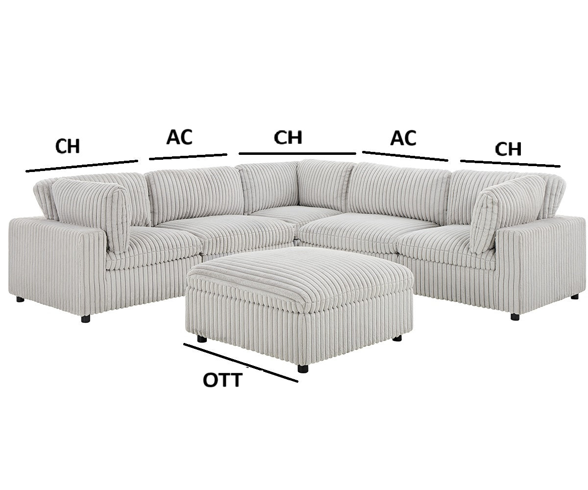 (COLTON GREY)- CORDUROY FABRIC MODULAR SECTIONAL SOFA- TEXT OR WHATSAPP 416 319 8851 FOR STOCK AVAILABILITY BEFORE PAYING