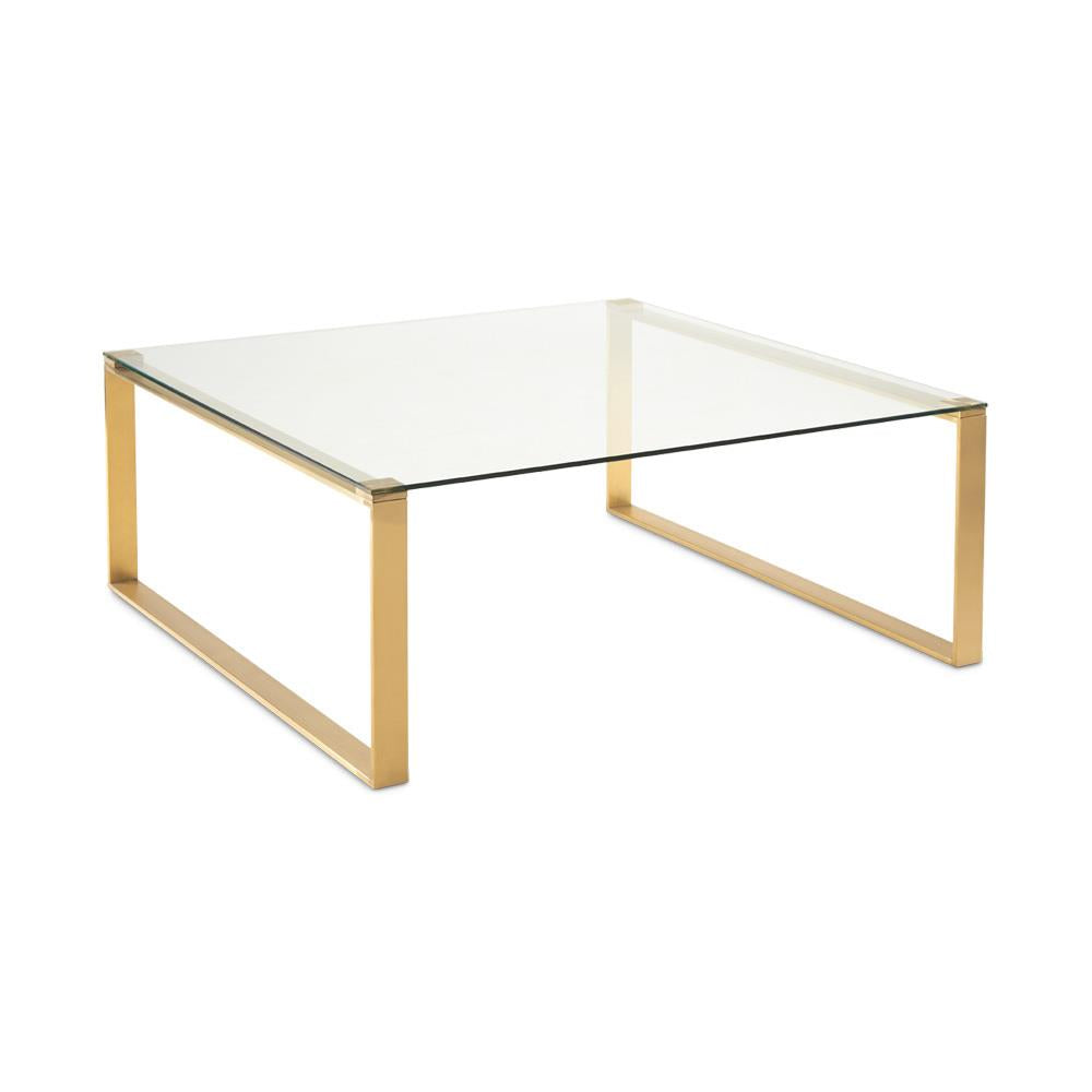 (DAVID SQUARE GOLD- 1)- GLASS COFFEE TABLE