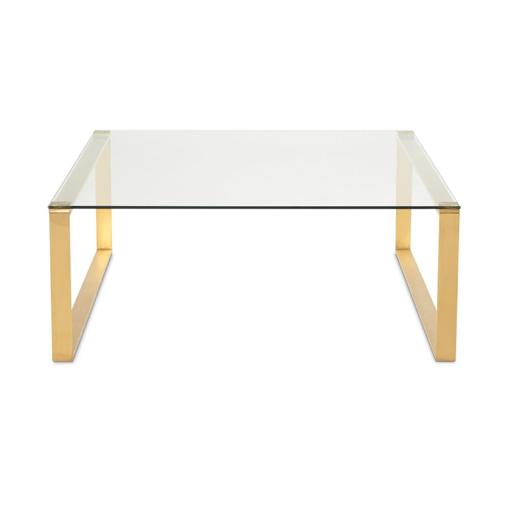(DAVID SQUARE GOLD- 1)- GLASS COFFEE TABLE