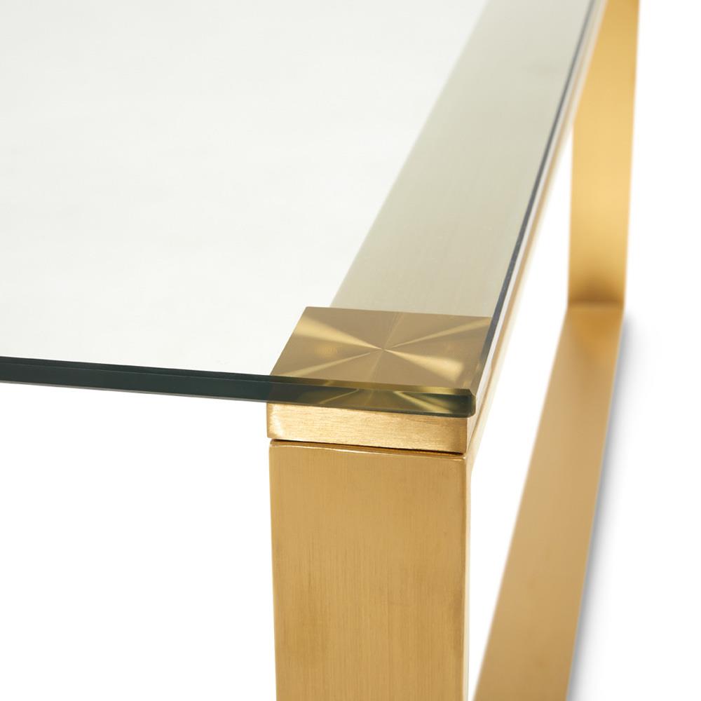 (DAVID SQUARE GOLD- 1)- GLASS COFFEE TABLE