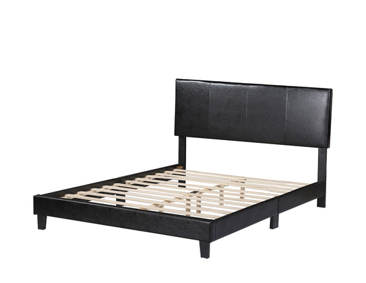DOUBLE (FULL) SIZE- (DELTA BLACK)- LEATHER BED FRAME IN A BOX- WITH SLATS