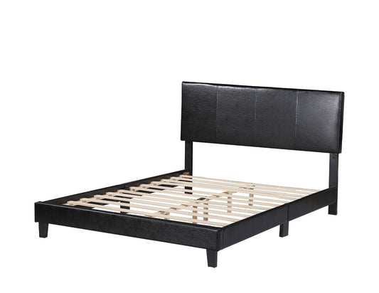 QUEEN SIZE- (DELTA BLACK)- LEATHER BED FRAME IN A BOX- WITH SLATS