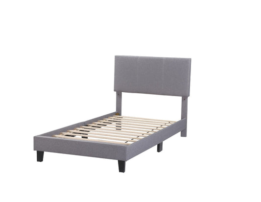 TWIN (SINGLE) SIZE- (DELTA GREY)- FABRIC BED FRAME IN A BOX- WITH SLATS