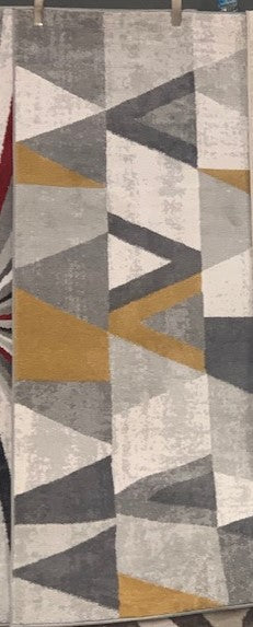 5' X 8'- (DENVER YELLOW AND GREY SMALL TRIANGLES)- AREA RUG