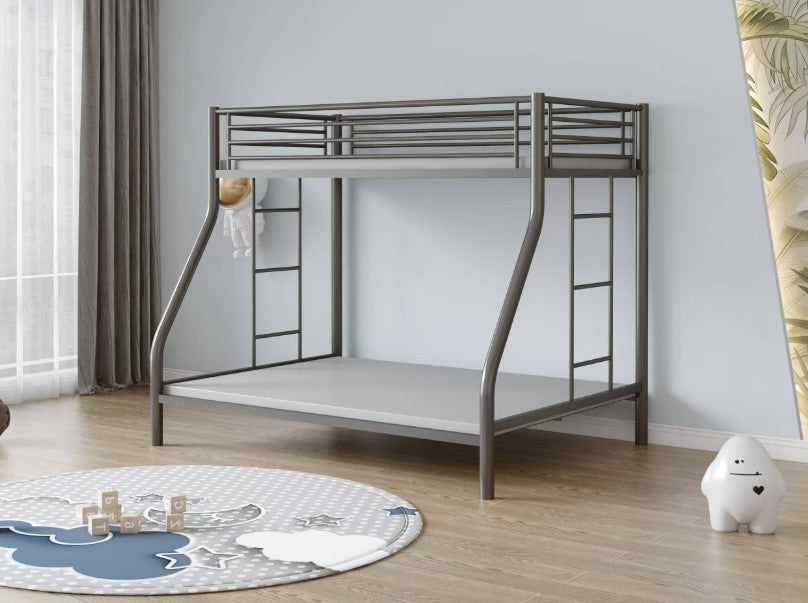 TWIN/ DOUBLE- (112 GREY)- METAL BUNK BED