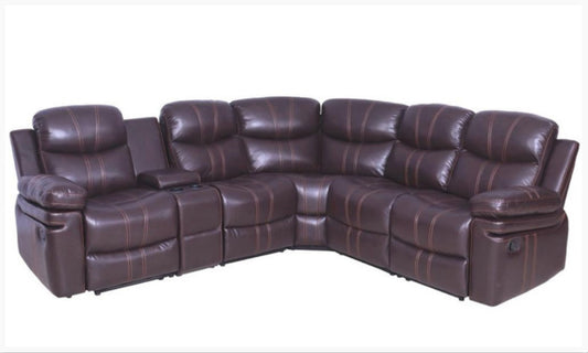 (HAMILTON BROWN)- AIR LEATHER RECLINER SECTIONAL SOFA