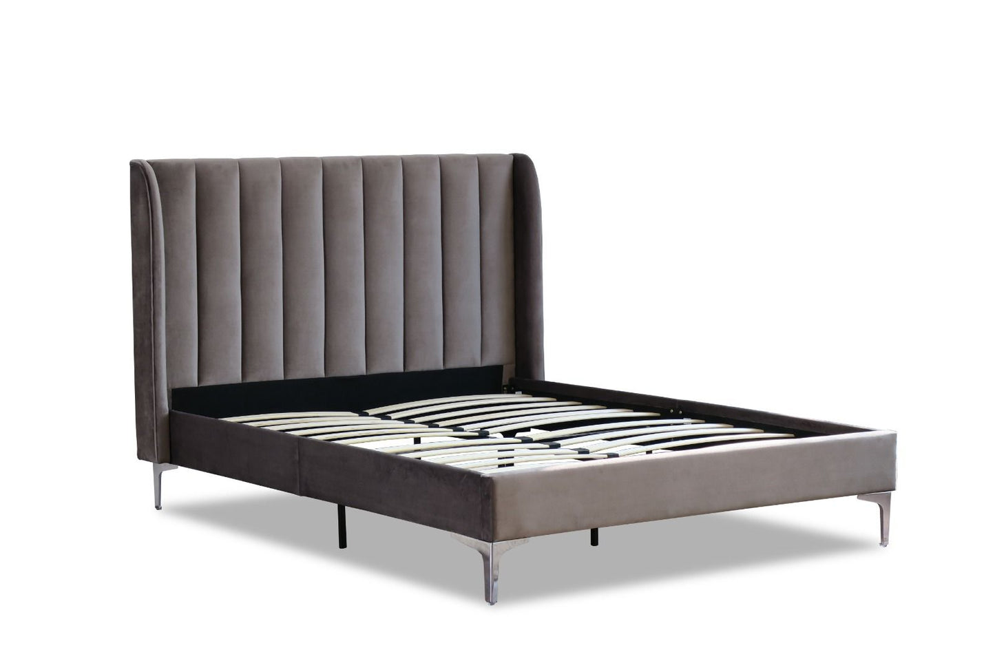 DOUBLE (FULL) SIZE- (HERMAN GREY)- FABRIC BED FRAME- WITH SLATS