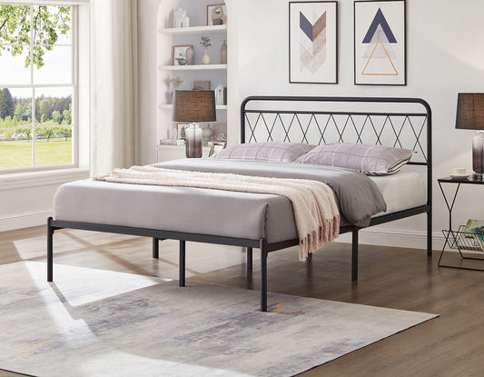 DOUBLE (FULL) SIZE- (152 BLACK)- METAL BED FRAME- WITH SLATS