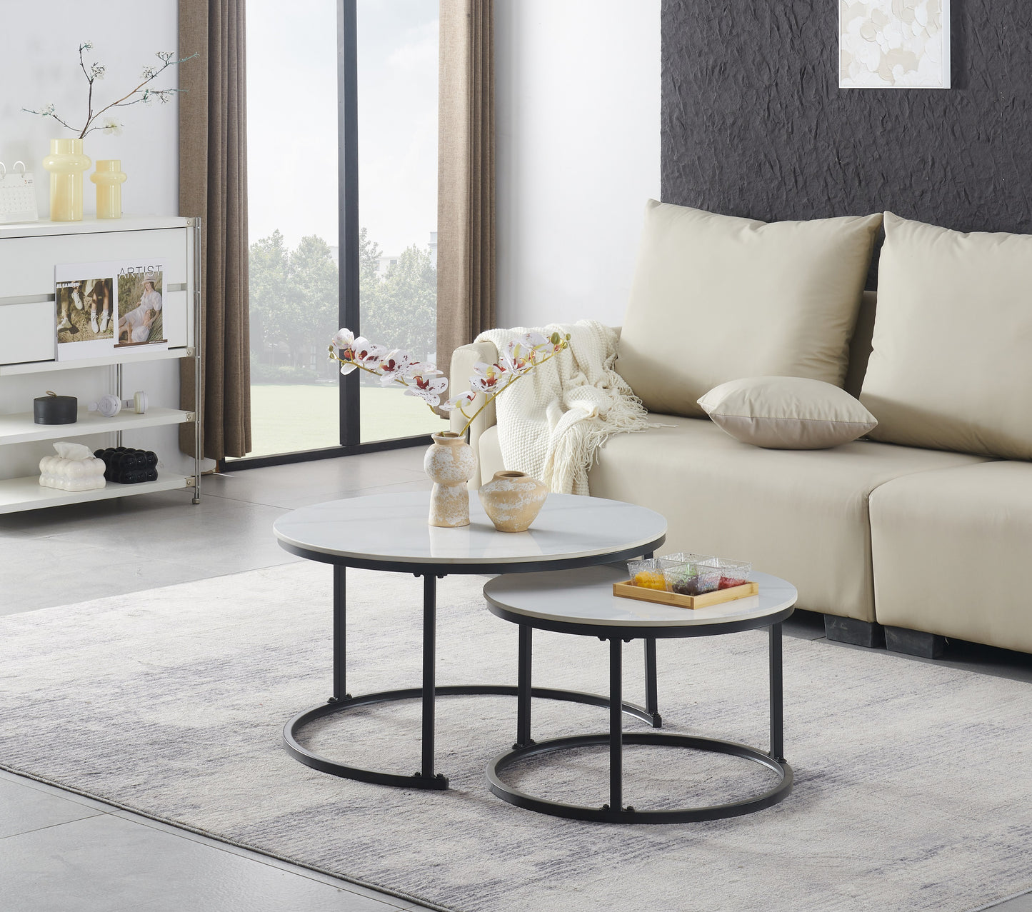 (2630 WHITE) - SINTERED STONE NESTING COFFEE TABLE- OUT OF STOCK UNTIL NOVEMBER 30, 2025