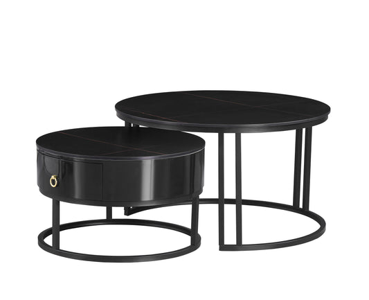(2667 BLACK) - SINTERED STONE NESTING COFFEE TABLE- WITH DRAWER