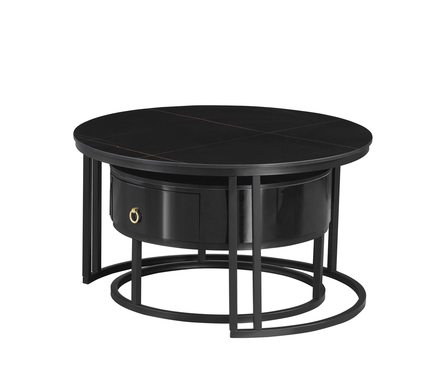 (2667 BLACK) - SINTERED STONE NESTING COFFEE TABLE- WITH DRAWER