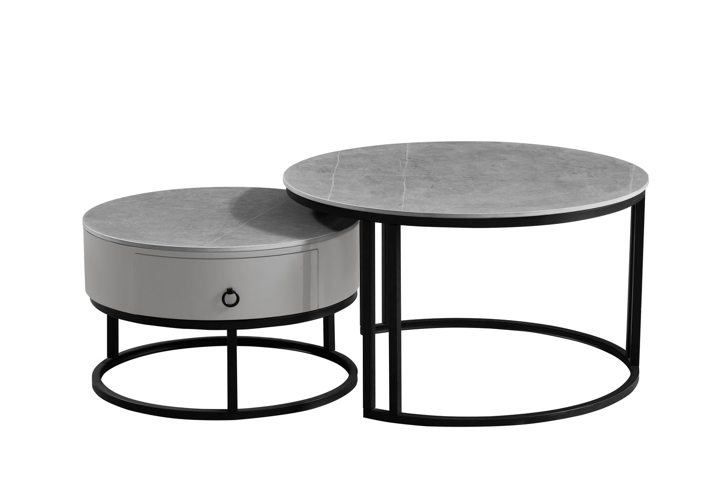 (2668 GREY) - SINTERED STONE NESTING COFFEE TABLE- WITH DRAWER