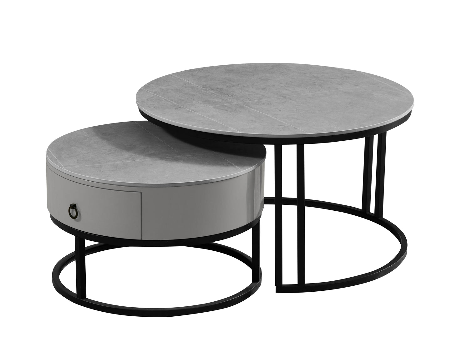 (2668 GREY) - SINTERED STONE NESTING COFFEE TABLE- WITH DRAWER