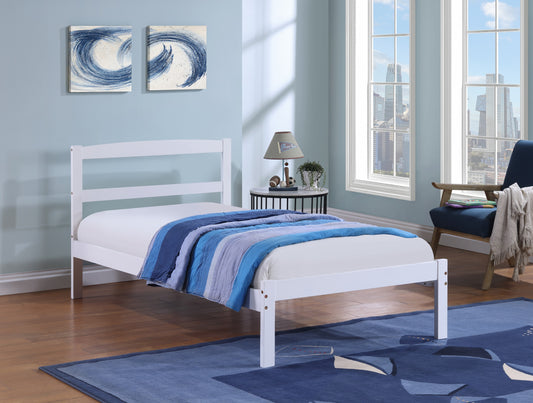 TWIN (SINGLE) SIZE- (416 WHITE)- WOOD BED FRAME- WITH SLATS