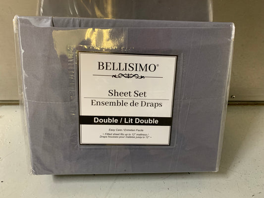 DOUBLE (FULL) SIZE- (BELLISIMO GREY SOLID)- 4 PC. SHEET SET