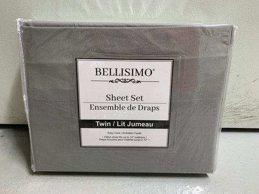 TWIN (SINGLE) SIZE- (BELLISIMO GREY SOLID)- 3 PC. SHEET SET