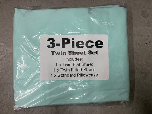 TWIN (SINGLE) SIZE- (BASICS AQUA GREEN SOLID)- 3 PC. SHEET SET