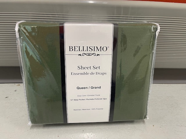 QUEEN SIZE- (BELLISIMO GREEN)- 4 PC. BED SHEET SET
