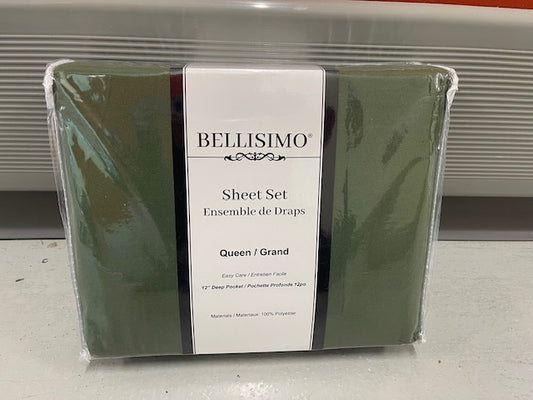 QUEEN SIZE- (BELLISIMO GREEN)- 4 PC. BED SHEET SET