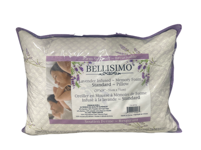 STANDARD SIZE- (BELLISIMO LAVENDER)- FIRM MEMORY FOAM PILLOW- INVENTORY CLEARANCE