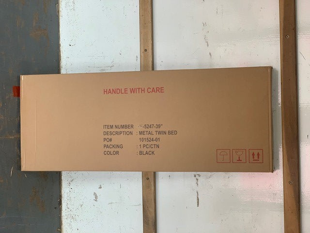 TWIN (SINGLE) SIZE- (5247 BROWN)- METAL BED FRAME- WITH SLATS