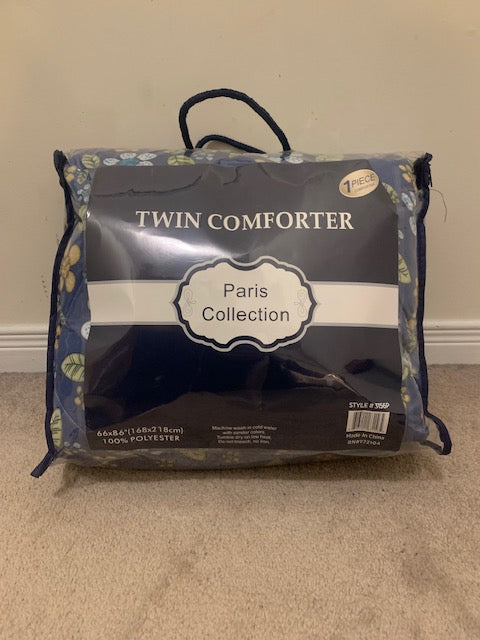 TWIN (SINGLE) SIZE- (PARIS BLUE PRINT)- COMFORTER