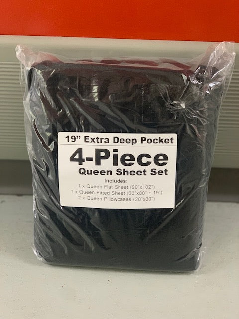 QUEEN SIZE- (BASICS BLACK)- 4 PC. SHEET SET