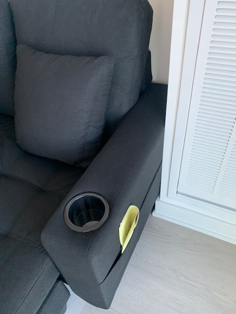 (6818 BLACK)- 73" LONG- REVERSIBLE- 3 SEATER LINEN FABRIC SECTIONAL SOFA