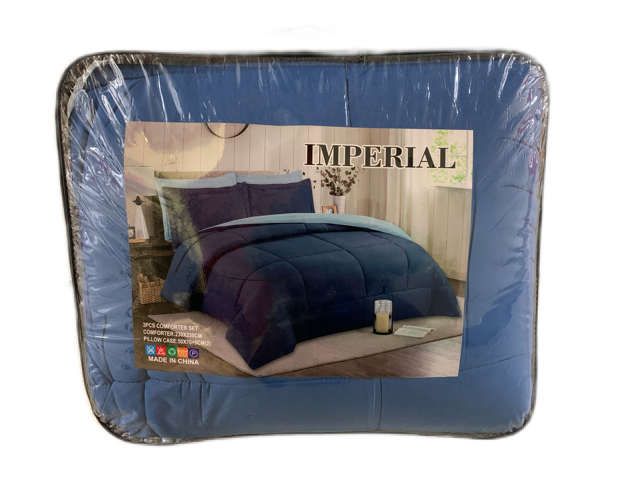 QUEEN SIZE- (IMPERIAL BLUE)- 3 PC. COMFORTER SET