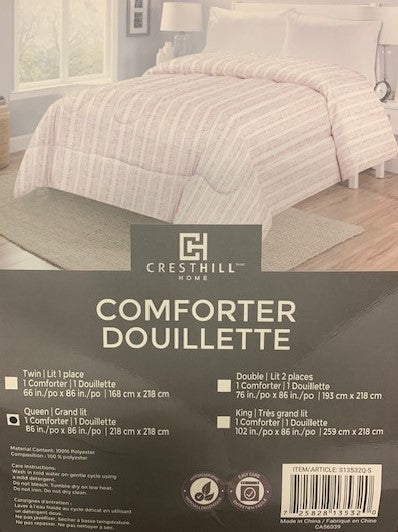 DOUBLE/ QUEEN SIZE- (CRESTHILL PINK)- COMFORTER