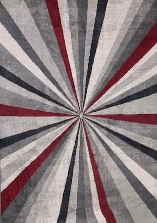 5' X 8'- (DENVER RED AND GREY)- AREA RUG