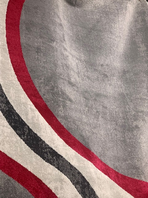 5' X 8'- (DENVER RED AND GREY WAVES)- AREA RUG