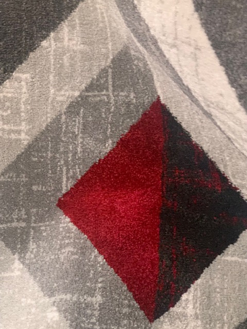 5' X 8'- (DENVER RED AND GREY TRIANGLES)- AREA RUG