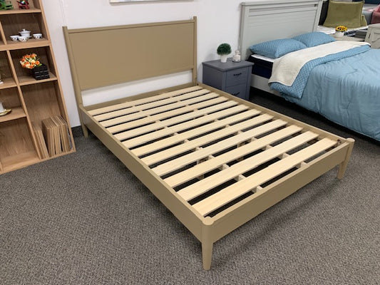 DOUBLE (FULL) SIZE- (JAZZ CHAMPAGNE)- WOOD BED FRAME- WITH SLATS