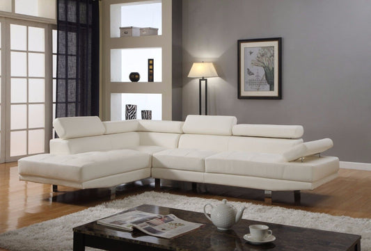 (JENNY WHITE LHF)- AIR LEATHER SECTIONAL SOFA- WITH HEADRESTS- TEXT OR WHATSAPP 416 319 8851 FOR STOCK AVAILABILITY BEFORE PAYING