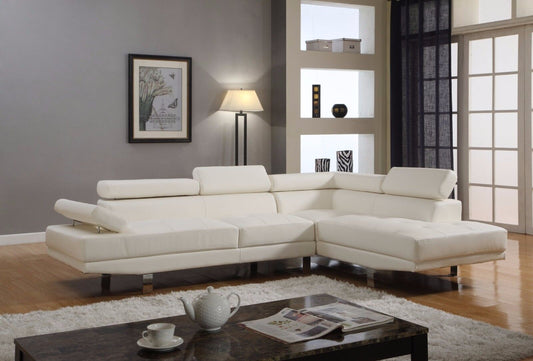 (JENNY WHITE RHF)- AIR LEATHER SECTIONAL SOFA- WITH HEADRESTS- TEXT OR WHATSAPP 416 319 8851 FOR STOCK AVAILABILITY BEFORE PAYING
