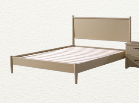 QUEEN SIZE- (JAZZ CHAMPAGNE)- WOOD BED FRAME- WITH SLATS