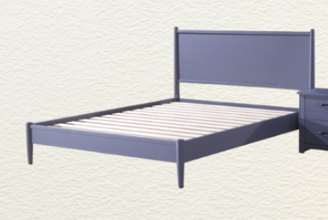 DOUBLE (FULL) SIZE- (JAZZ DARK GREY)- WOOD BED FRAME- WITH SLATS