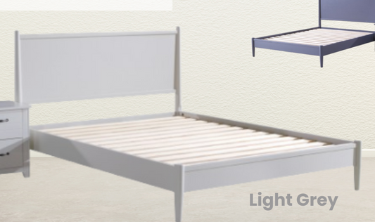 DOUBLE (FULL) SIZE- (JAZZ LIGHT GREY)- WOOD BED FRAME- WITH SLATS
